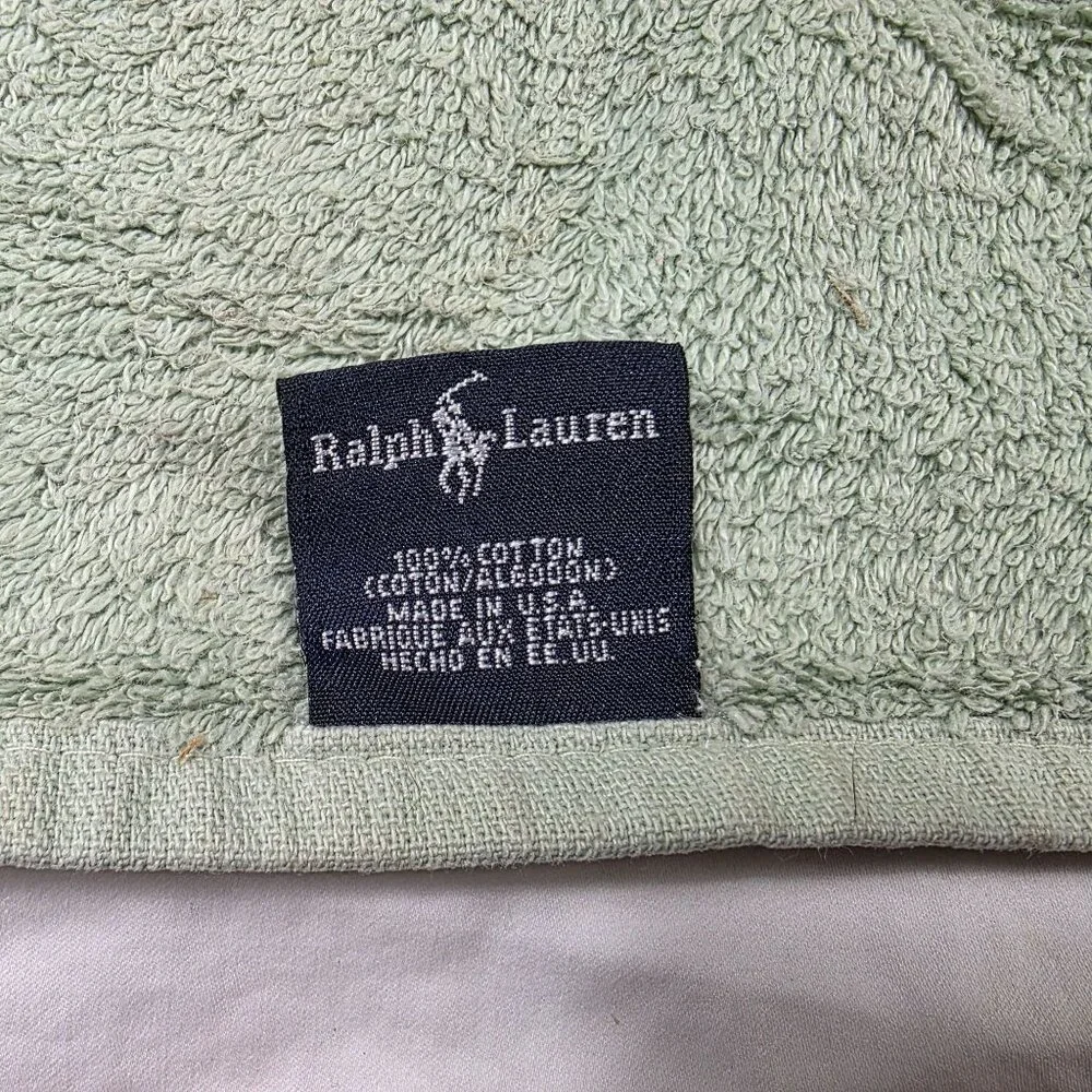 Vintage Ralph Lauren Green 100% Cotton Towel Plush Soft Absorbent Made In USA